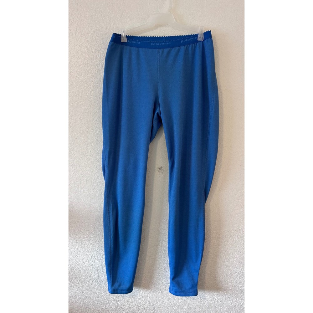 Patagonia Capilene Performance Baselayer Leggings Blue Womens SZ L Made in USA